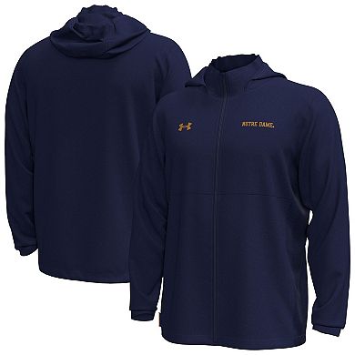 Men's Under Armour Navy Notre Dame Fighting Irish Rival Stretch Woven Full-Zip Hoodie Jacket
