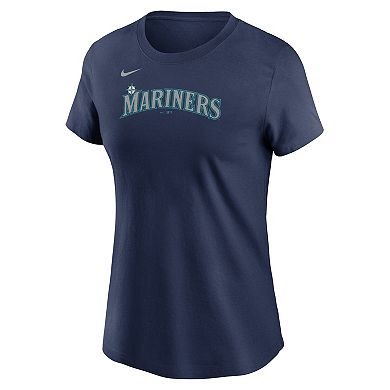 Women's Nike Cal Raleigh Navy Seattle Mariners Fuse Name & Number T-Shirt