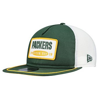 Men's New Era Green/White Green Bay Packers Patch 19TWENTY Adjustable Hat