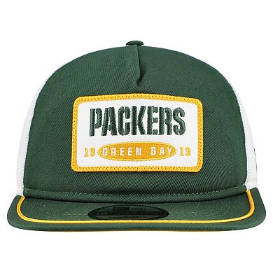 Men's New Era Green/White Green Bay Packers Patch 19TWENTY Adjustable Hat