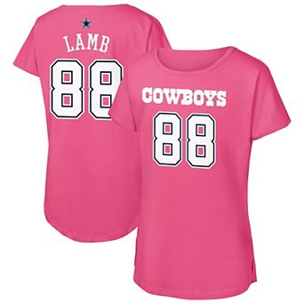 Girls Youth CeeDee Lamb Pink Dallas Cowboys Player Name & Number T-Shirt