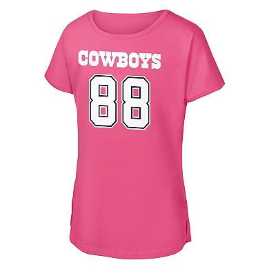 Girls Youth CeeDee Lamb Pink Dallas Cowboys Player Name & Number T-Shirt