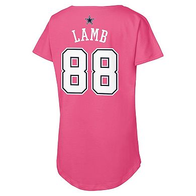 Girls Youth CeeDee Lamb Pink Dallas Cowboys Player Name & Number T-Shirt