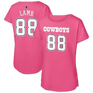 Girls Youth CeeDee Lamb Pink Dallas Cowboys Player Name & Number T-Shirt