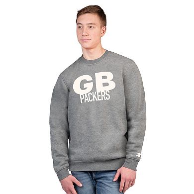 Men's Starter Charcoal Green Bay Packers Assist Fleece Crewneck Sweatshirt