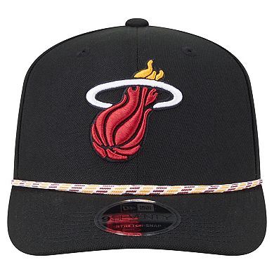 Men's New Era Black Miami Heat Rope 9SEVENTY Adjustable Hat