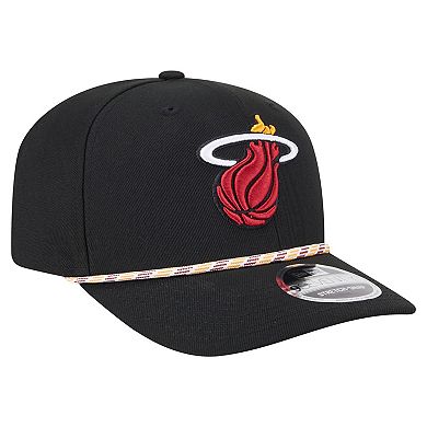 Men's New Era Black Miami Heat Rope 9SEVENTY Adjustable Hat