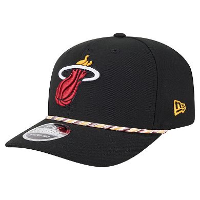 Men's New Era Black Miami Heat Rope 9SEVENTY Adjustable Hat