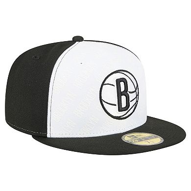 Men's New Era White/Black Brooklyn Nets Repeat 59Fifty Fitted Hat