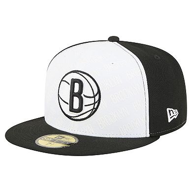 Men's New Era White/Black Brooklyn Nets Repeat 59Fifty Fitted Hat