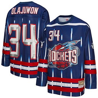 Unisex Mitchell & Ness Hakeem Olajuwon Navy Houston Rockets Maxxed Out Fashion Hockey Jersey