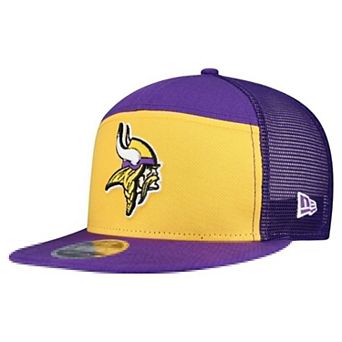 Men's New Era Gold/Purple Minnesota Vikings Outdoor Split Panel 9FIFTY Snapback Hat