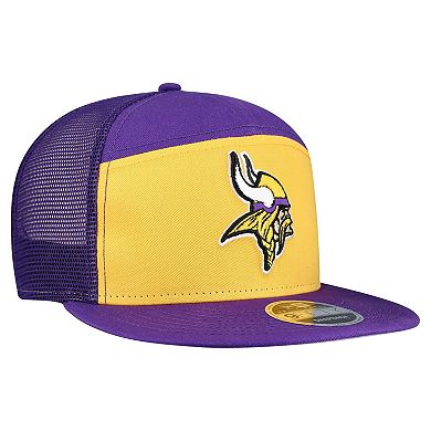 Men's New Era Gold/Purple Minnesota Vikings Outdoor Split Panel 9FIFTY Snapback Hat