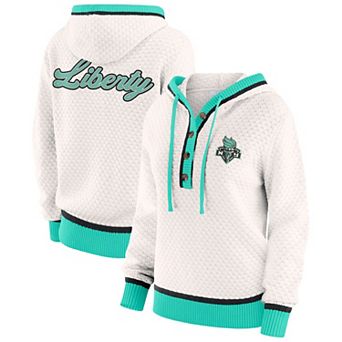 Women's WEAR by Erin Andrews Cream New York Liberty Hooded Sweater