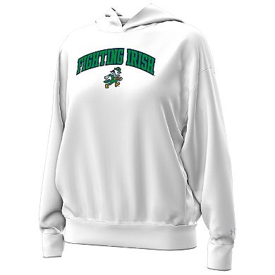 Women's Under Armour White Notre Dame Fighting Irish Leprechaun Icon Fleece Pullover Hoodie