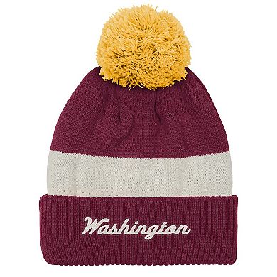 Youth Outerstuff Burgundy Washington Commanders Modern Fan Cuffed Knit Hat with Pom