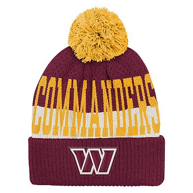 Youth Outerstuff Burgundy Washington Commanders Modern Fan Cuffed Knit Hat with Pom
