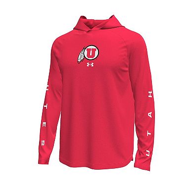 Men's Under Armour Red Utah Utes Tech Stretch Long-Sleeve Hooded T-Shirt