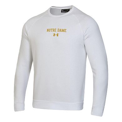Men's Under Armour White Notre Dame Fighting Irish Sideline Rival Fleece Crewneck Sweatshirt