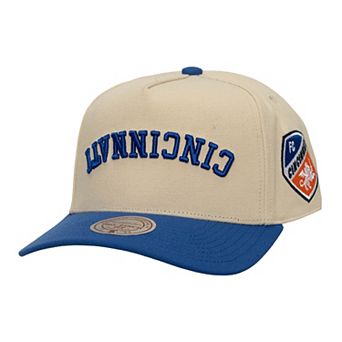 Men's Mitchell & Ness Cream/Blue FC Cincinnati Upside Down Pro Pinch Snapback Hat