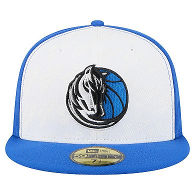 Men's New Era White/Blue Dallas Mavericks Repeat 59Fifty Fitted Hat