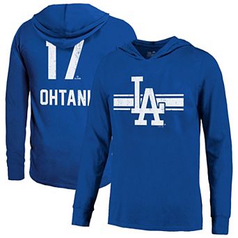 Men's Majestic Threads Shohei Ohtani Royal Los Angeles Dodgers Lightweight Name & Number Hoodie