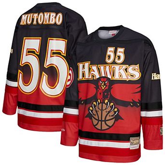 Unisex Mitchell & Ness Dikembe Mutombo Red Atlanta Hawks Maxxed Out Fashion Hockey Jersey