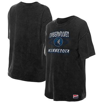 Women's New Era Black Minnesota Timberwolves Throwback Mineral Wash Oversized T-Shirt