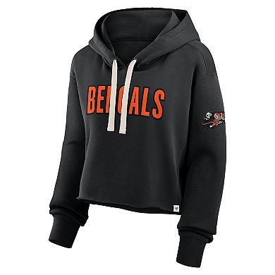 Women's Fanatics Black Cincinnati Bengals Oversized Hometown Heritage Cropped Hoodie