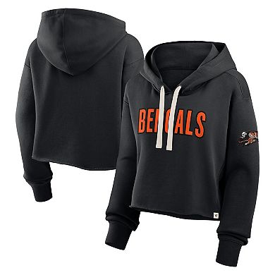 Women's Fanatics Black Cincinnati Bengals Oversized Hometown Heritage Cropped Hoodie