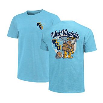 Men's Light Blue West Virginia Mountaineers Throwback Retro Badge Script T-Shirt