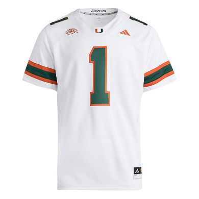 Men's adidas #1 White Miami Hurricanes Premier Jersey