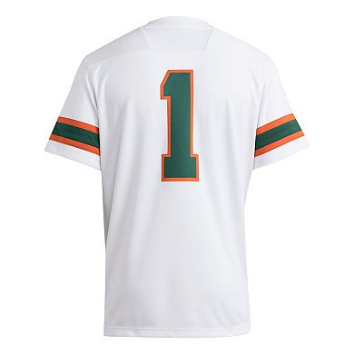 Men's adidas #1 White Miami Hurricanes Premier Jersey