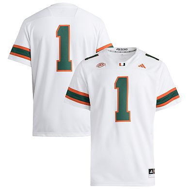 Men's adidas #1 White Miami Hurricanes Premier Jersey