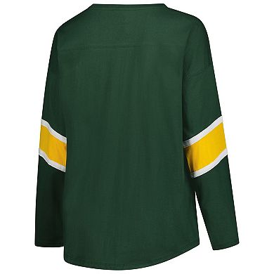 Women's Fanatics Green Green Bay Packers Plus Size Redzone 3/4-Sleeve Scoop Neck T-Shirt