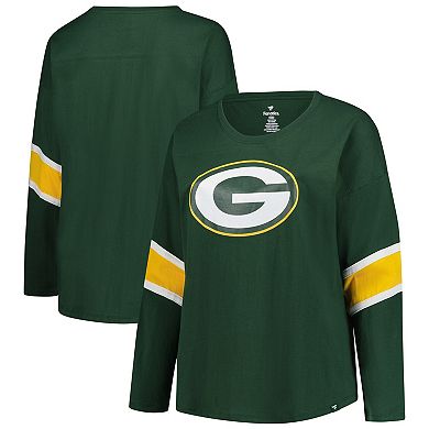 Women's Fanatics Green Green Bay Packers Plus Size Redzone 3/4-Sleeve Scoop Neck T-Shirt