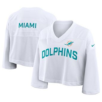 Women's Nike White Miami Dolphins Primetime Cropped Mesh Dri-FIT Fashion Jersey