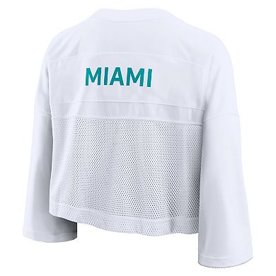 Women's Nike White Miami Dolphins Primetime Cropped Mesh Dri-FIT Fashion Jersey