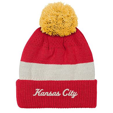 Youth Outerstuff Red Kansas City Chiefs Modern Fan Cuffed Knit Hat with Pom
