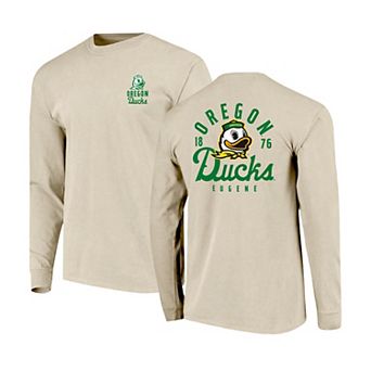 Men's Natural Oregon Ducks Comfort Colors Mascot Overlay Long Sleeve T-Shirt