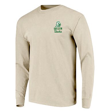 Men's Natural Oregon Ducks Comfort Colors Mascot Overlay Long Sleeve T-Shirt