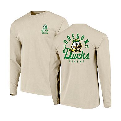 Men's Natural Oregon Ducks Comfort Colors Mascot Overlay Long Sleeve T-Shirt