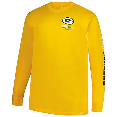 Men's Fanatics Gold Green Bay Packers Big & Tall Clock Management Legacy Long Sleeve T-Shirt