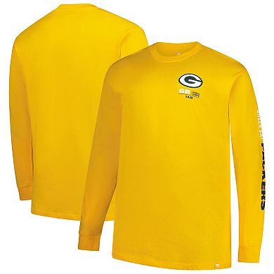 Men's Fanatics Gold Green Bay Packers Big & Tall Clock Management Legacy Long Sleeve T-Shirt