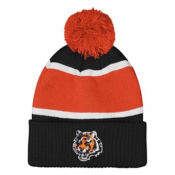 Girls Outerstuff Black Cincinnati Bengals Let's Play Cuffed Knit Hat with Pom