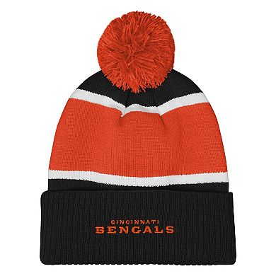 Girls Outerstuff Black Cincinnati Bengals Let's Play Cuffed Knit Hat with Pom