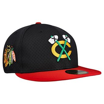 Men's New Era Black/Red Chicago Blackhawks Mesh Crown Two-Tone 59FIFTY Fitted Hat
