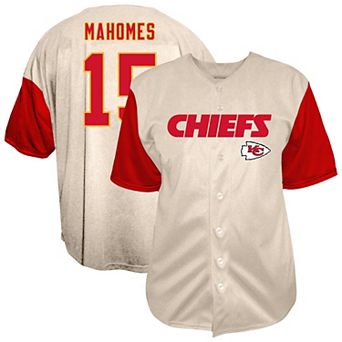 Men's Fanatics Patrick Mahomes Cream Kansas City Chiefs Big & Tall Baseball Button-Up Shirt