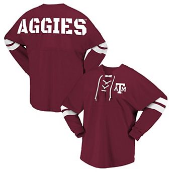 Women's Spirit Jersey Maroon Texas A&M Aggies Lace-Up V-Neck Long Sleeve T-Shirt