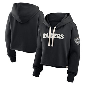 Women's Fanatics Black Las Vegas Raiders Oversized Hometown Heritage Cropped Hoodie